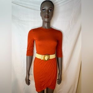 TopShop Rust Colored Long Sleeve Midi Dress